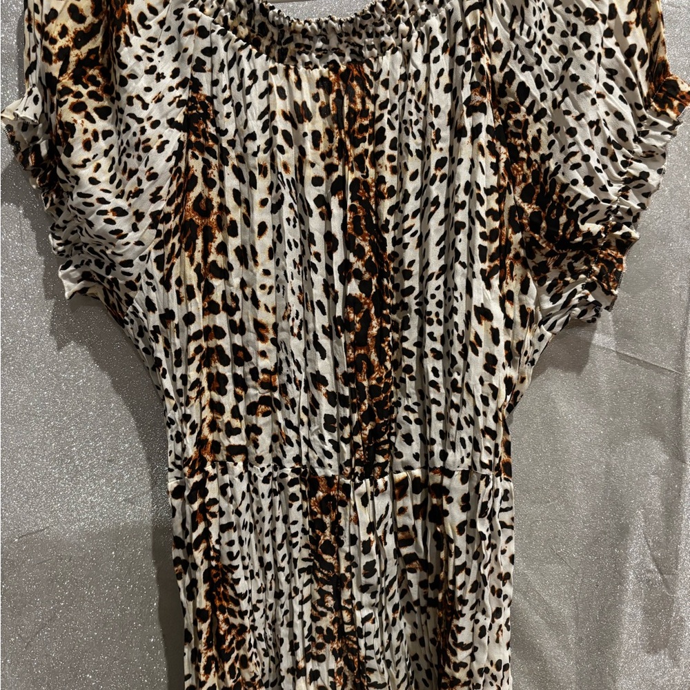JM Collection Leopard Print Blouse - Black and Brown